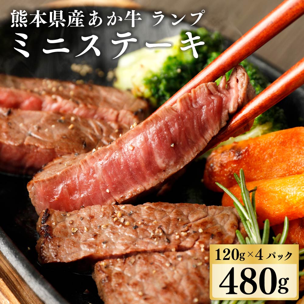 熊本県産あか牛ミニステーキ ランプ 合計480g（120g×4パック） 赤身 牛肉 お肉 肉 冷凍 九州 熊本県 菊陽町 送料無料