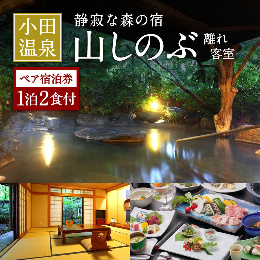 【ふるさと納税】◆静寂な森の宿　山しのぶ＜離れ客室＞ペア宿泊券(小田温泉)◆　一泊二食付き 宿泊券 旅行 会席料理 露天風呂 内風呂 贈答用 お祝い 熊本 南小国町 送料無料のサムネイル