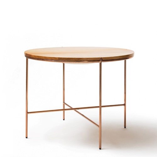 ＜FIL＞MASS Series 900Round Table-Natural Wood & Copper Frame　インテリア 家具 テーブル ラウンドテーブル 丸テーブル 机 木製 小国杉 おしゃれ リビング ダイニング ギフト セット 限定 阿蘇 南小国町