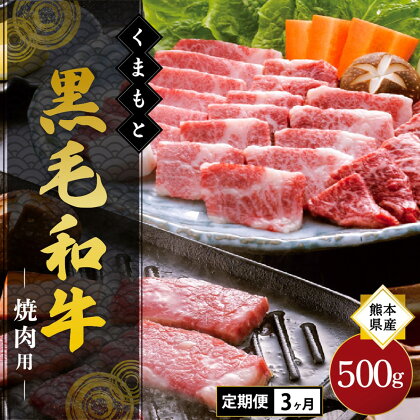 【3ヶ月定期便】 熊本県産 くまもと黒毛和牛 焼肉用 500g 定期便 3ヶ月 3回 黒毛和牛 肉 牛 牛肉 焼肉 バーベキュー 国産 熊本 阿蘇 南小国町 送料無料