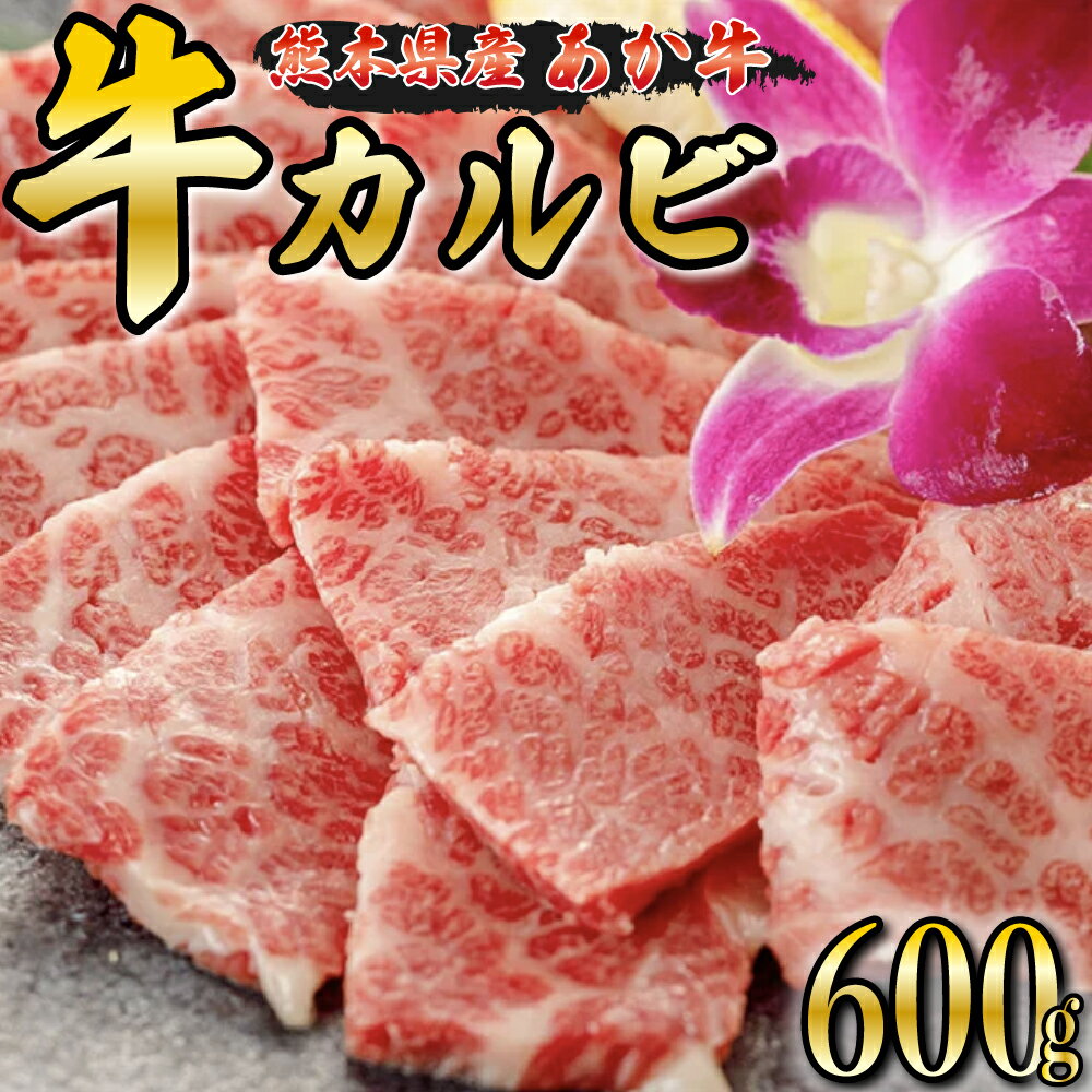 【ふるさと納税】 あか牛 焼肉用 牛カルビ 600g くまもとあか牛 GI認証 熊本県産 焼肉 カルビ 焼き肉 国産 和牛 牛 牛肉 熊本 阿蘇 南小国町 送料無料