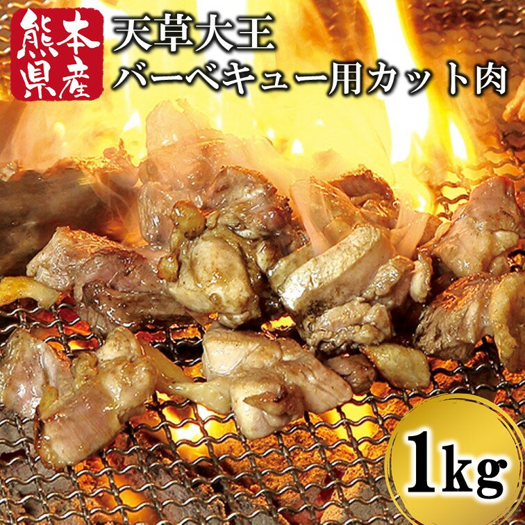 熊本県産 天草大王 バーベキュー用 カット肉 1kg 鶏 地鶏 もも むね ミックス 焼肉 鶏肉 もも肉 むね肉 カット 熊本 南小国町 送料無料
