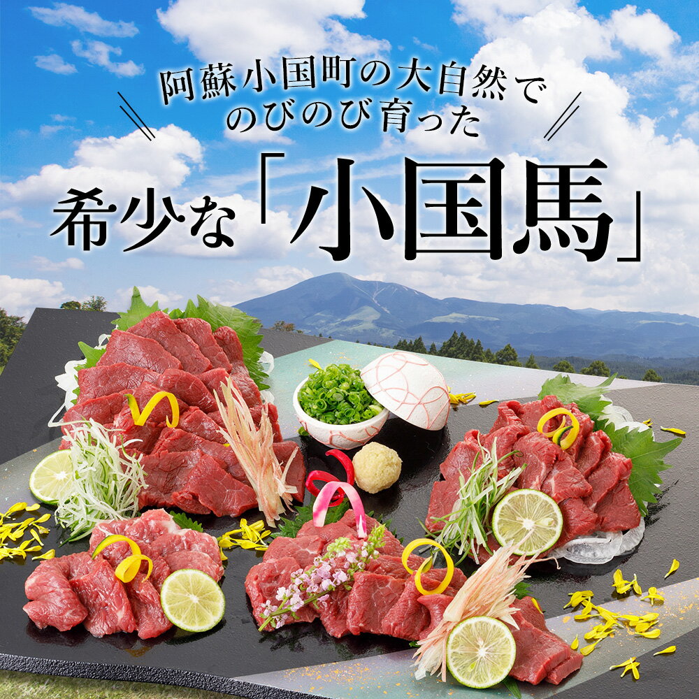 【ふるさと納税】＜出荷月指定＞ 熊本と畜 小国育ち 小国馬 馬刺し 阿蘇 熊本 小国 放牧馬 国産 赤身 霜降り トロ 小分け 馬肉 300g 馬刺し醤油 専用醤油 七福醤油店 タレ付き 真空パック 老舗専門店 ギフト 贈答用 小国町 令和5年11月 12月 令和6年1月 2月出荷 送料無料