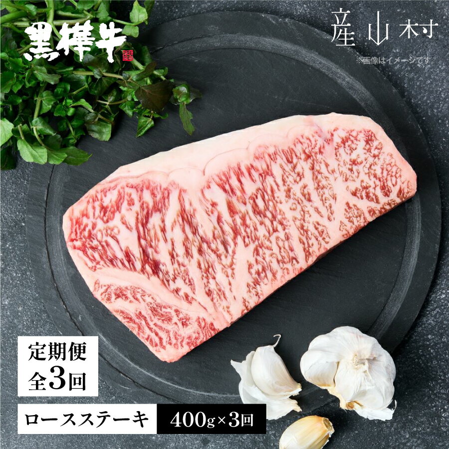 【定期便3回】熊本県産黒毛和牛　黒樺牛ロースステーキ　400g 肉好き必見 黒毛和牛 黒樺牛 肉 牛肉 ロース ロースステーキ ステーキ 400g 200g×2 定期便 国産 専門店 熊本県 取り寄せ 贈答 ギフト お中元 お歳暮 熊本 阿蘇 産山村 送料無料