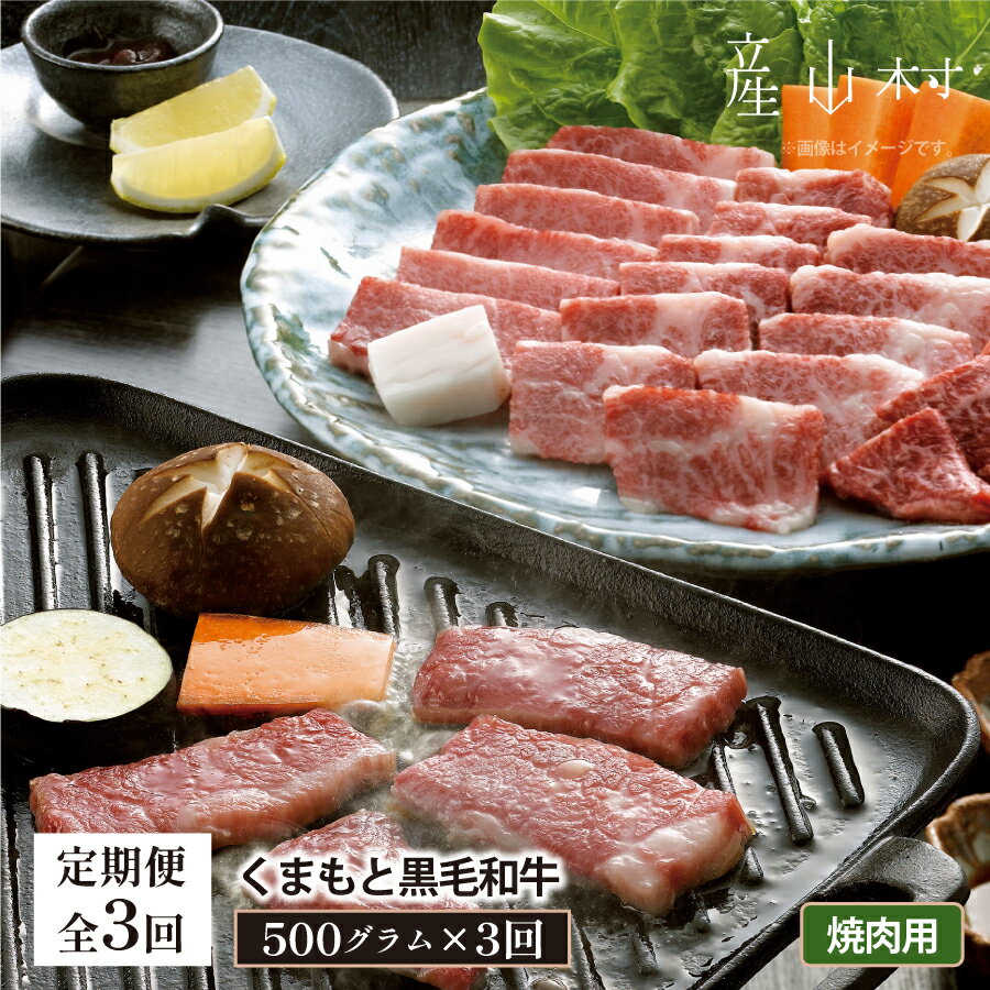 【ふるさと納税】【定期便3回】くまもと黒毛和牛　焼肉用　500g(産山村) 焼肉 焼き肉 熊本 阿蘇 産山村 黒毛和牛 忘年会 新年会 ギフト 贈答 お歳暮 【配送不可地域：離島】【e5-1412-2】