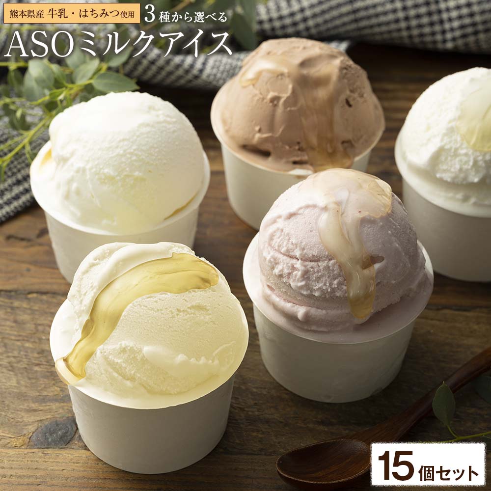 【ふるさと納税】3種から選べる ASO ミルク アイス （阿蘇はちみつ入り） 15個セット 詰め合わせ 氷菓 アイスクリーム 楽天限定 熊本産牛乳 百花はちみつ ミルク チョコレート ストロベリー ハチミツ 蜂蜜 ハニー お菓子 送料無料のサムネイル