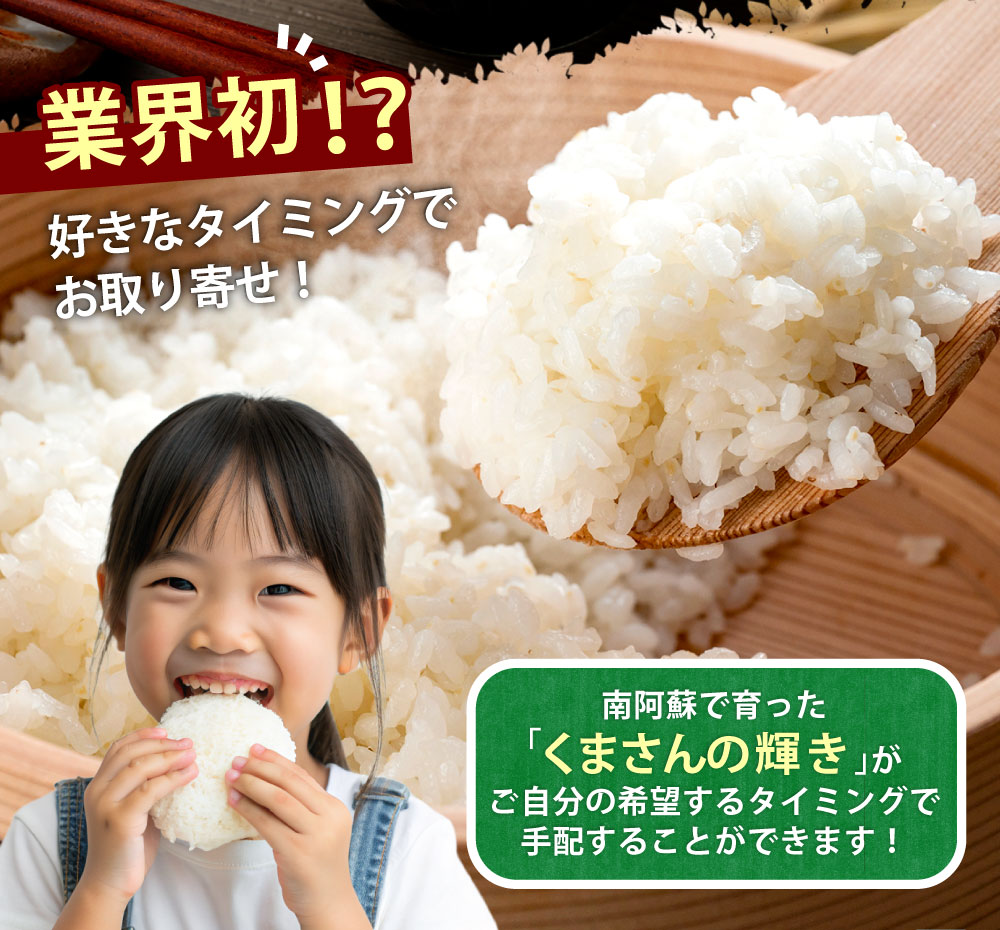 業界初！？お取り寄せ時期が指定できるお米のふるさと納税（定期便） 南阿蘇で育った「くまさんの輝き」がご自分の希望するタイミングでお手配できます！　【ふるさと納税】＜定期便 12回分＞らくらくお米便 一俵コース 合計 60kg 利用権 5kg×12回 160000円 16万円 くまさんの輝き 利用券 お米 ごはん 精米 米俵 白米 玄米 分づき米 配送時期 精米レベル 指定可能 熊本県 高森町 国産 送料無料