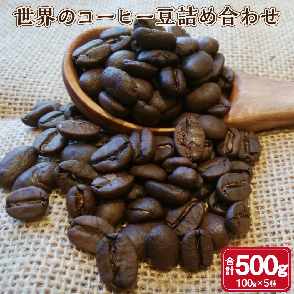 世界の コーヒー豆 詰め合わせ 500g 100g×5種 コーヒー 珈琲 自家焙煎 飲料 ドリンク 飲み比べ お取り寄せ 熊本県 阿蘇 高森町 送料無料