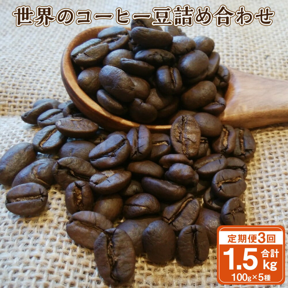 【ふるさと納税】【3ヶ月定期便】世界の コーヒー豆 詰め合わせ 合計1.5kg 500g （100g×5種） コーヒー 珈琲 自家焙煎 飲料 ドリンク 飲み比べ お取り寄せ 熊本県 阿蘇 高森町 送料無料