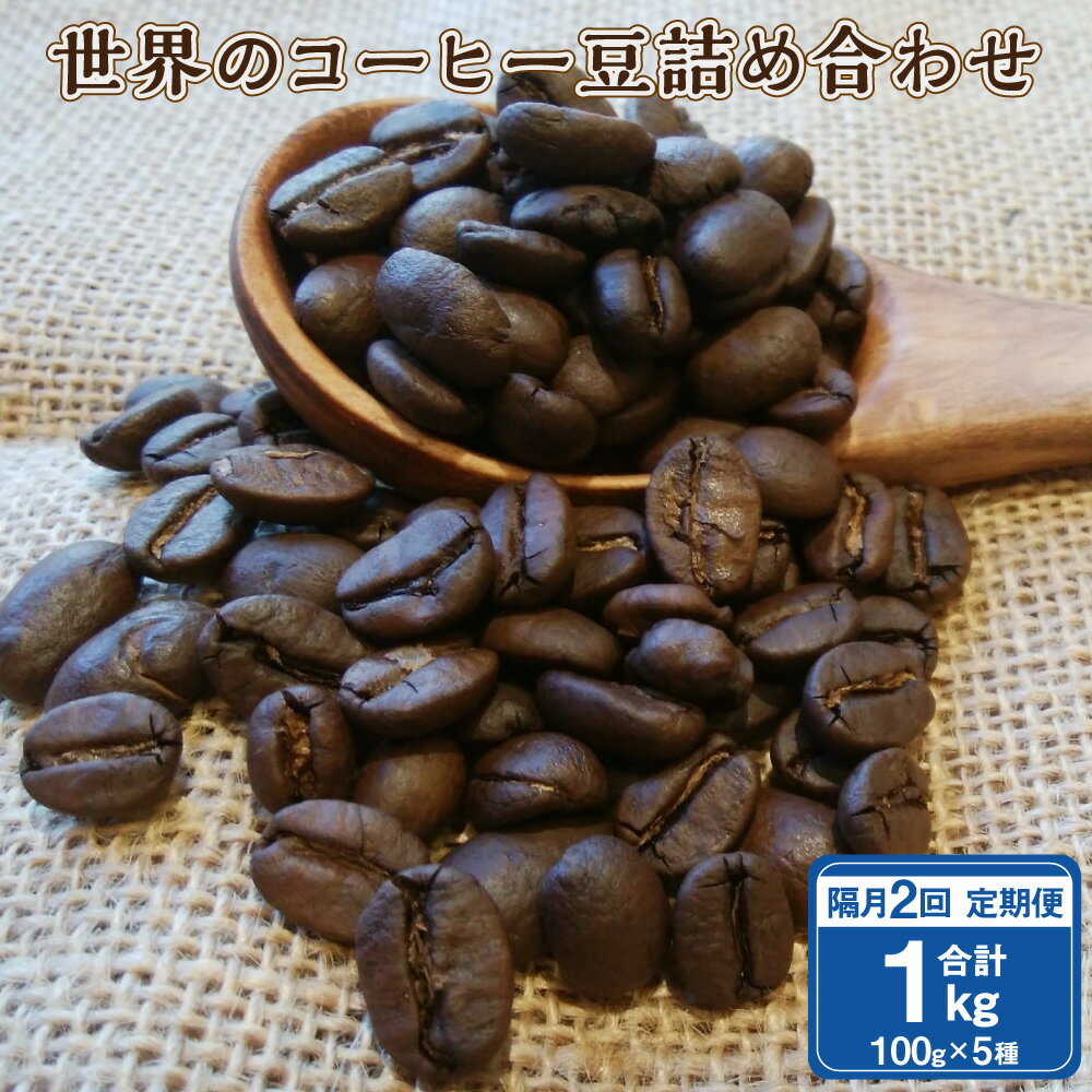 【ふるさと納税】【隔月2回定期便】世界の コーヒー豆 詰め合わせ 合計1kg 500g （100g×5種） コーヒー 珈琲 自家焙煎 飲料 ドリンク 飲み比べ お取り寄せ 熊本県 阿蘇 高森町 送料無料