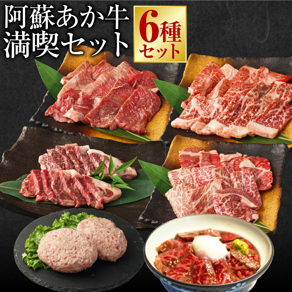 阿蘇あか牛満喫セット(モモ・上カルビ・上ロース・サーロイン・ハンバーグ・丼)6種 計7個 計688.9g あか牛 牛肉 和牛 肉 お肉 もも肉 カルビ ロース 牛丼 ローストビーフ あか牛丼 詰め合わせ セット お取り寄せ グルメ 冷凍 九州 熊本県 高森町 送料無料