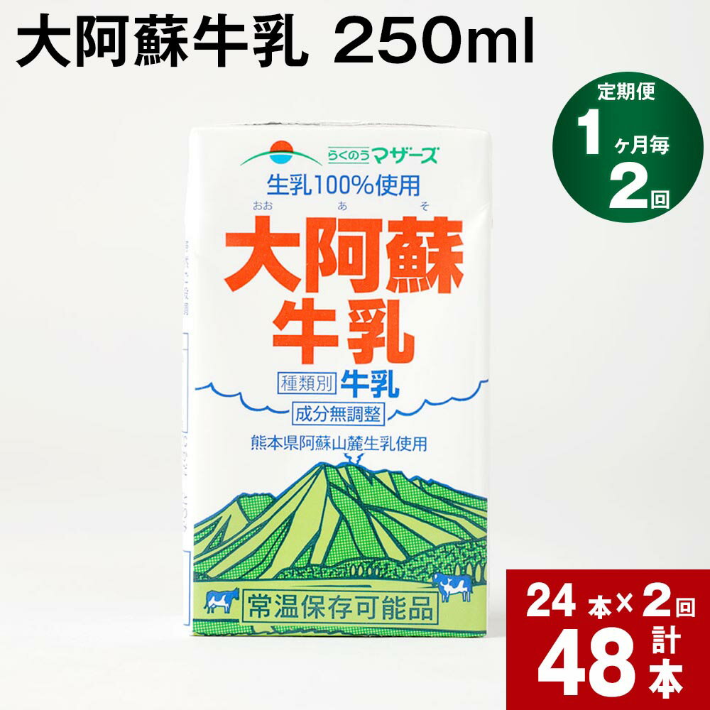 【ふるさと納税】【定期便】【1ヶ月毎 2回】大阿蘇牛乳 250ml 計48本(24本×2回) 計12L 牛乳 飲料 生乳...