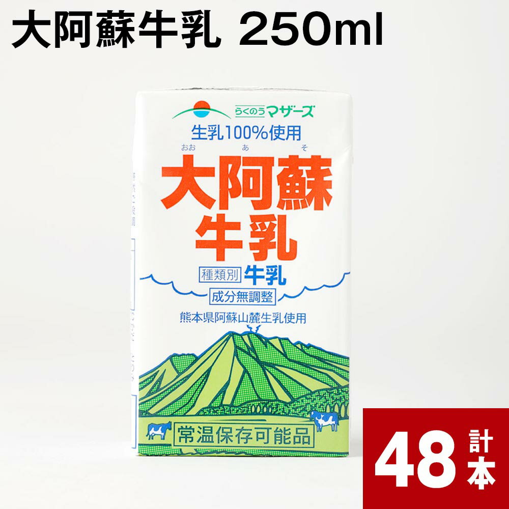 大阿蘇牛乳 250ml 計48本 計12L 牛乳 飲料 生乳100% 乳飲料 乳性飲料 ミルク 無調整牛乳 らくのうマザーズ 常温保存可能 ロングライフ牛乳 朝食 九州 熊本 高森町