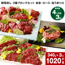 鮮馬刺し 3種ブロックセット 赤身・ロース・桜うまトロ 計1020g 計340g(計5パック)×3回 馬肉 馬刺し 熊本馬刺し タレ付き 肉 お肉 大トロ セット 生食 冷凍 お取り寄せ グルメ 熊本