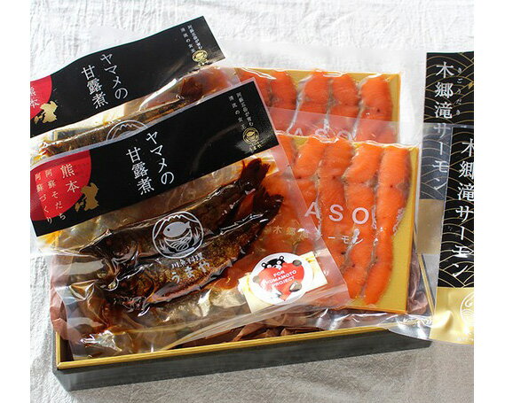 【ふるさと納税】奥阿蘇の清流せせらぎセットB やまめの甘露煮 木郷滝サーモン 各2パック 合計4パック 詰め合わせ 山女 甘露煮 ニジマス 加工品 生食用 サー...