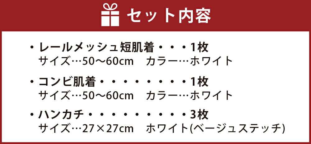 【ふるさと納税】出産準備 5点セット 赤ちゃん 肌着 オールシーズン レールメッシュ 短肌着 コンビ肌着 ガーゼハンカチ ガーゼ ハンカチ ダブルガーゼ 普段着 ベビーウェア ベビーグッズ ベビー用品 日本製 新生児 乳児 綿100％ 送料無料