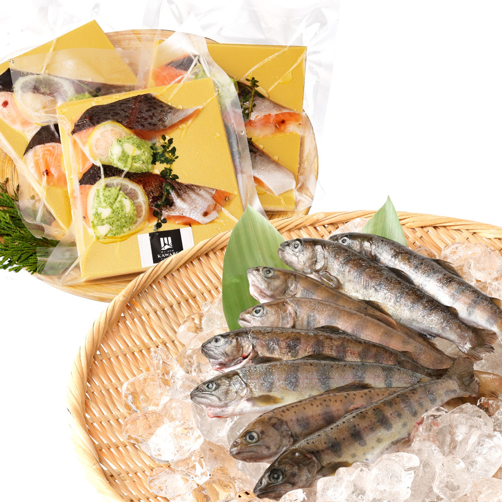 【ふるさと納税】阿蘇から届く かわべの湧水やまめ (8匹) と ASOサーモンの北イタリア風ソテー (300g) セット 2種 魚 川魚 内臓処理済 ヤマメ ソ...