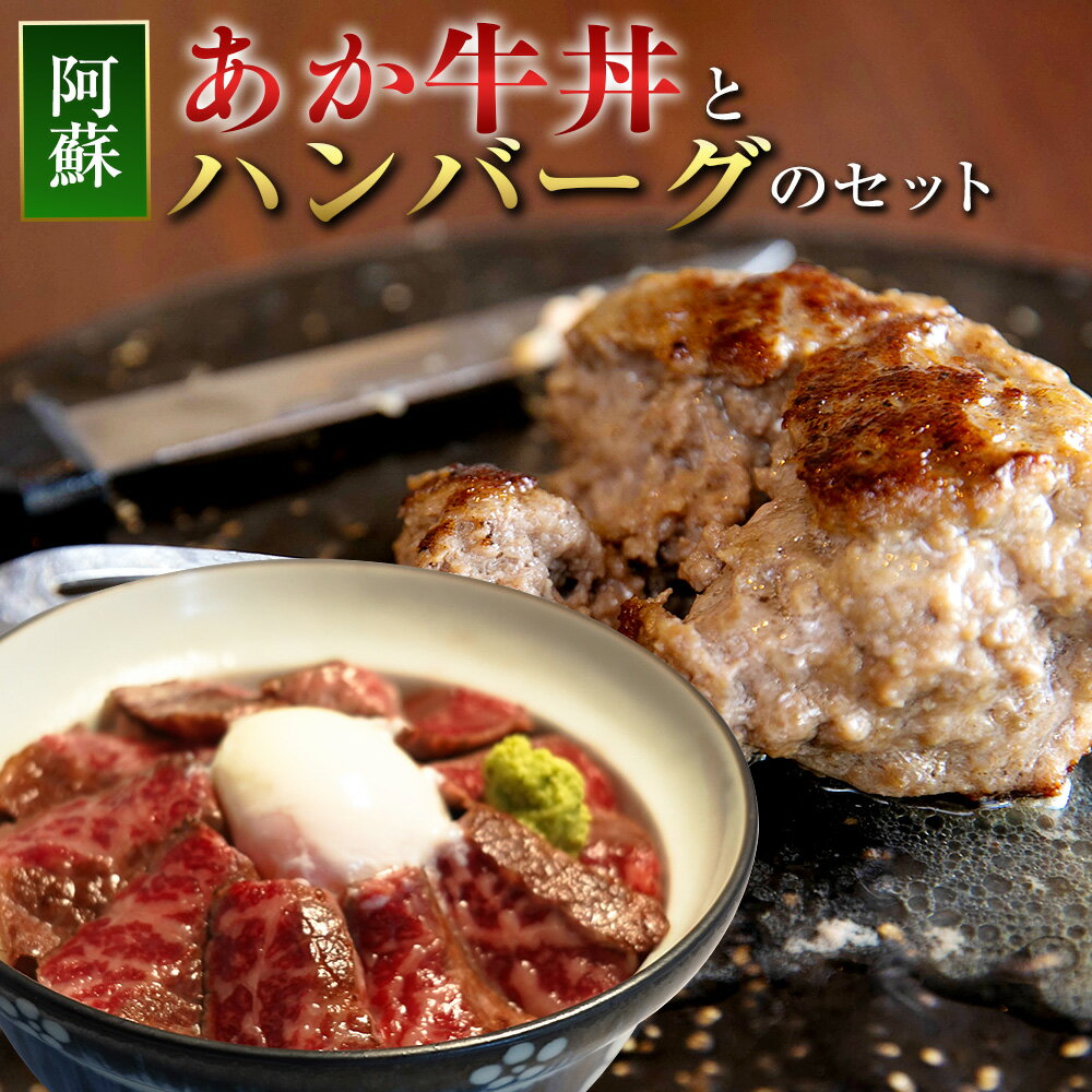 【ふるさと納税】阿蘇あか牛丼 1個 と 阿蘇あか牛ハンバーグ 2個 セット さしみ醤油 おろしわさび 付き ローストビーフ 丼 牛丼 あか牛 あかうし 牛肉 和牛 ハンバーグ 食品 惣菜 国産 九州産 熊本県産 冷凍 送料無料