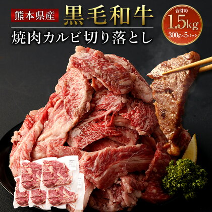 熊本県産 黒毛和牛 焼肉 カルビ 切り落とし 合計約1500g 約300g×5パック 合計約1.5kg 和牛 くまもと黒毛和牛 ブランド牛 牛肉 中厚切り 切落し 切り落し お肉 BBQ バーベキュー お取り寄せ グルメ 国産 九州産 冷凍 送料無料