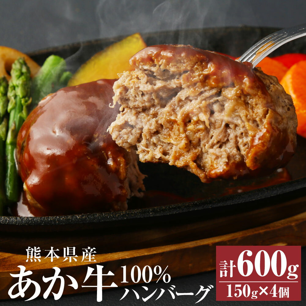 あか牛100% ハンバーグ 150g×4個 合計600g 肉 お肉 牛肉 赤牛 和牛 惣菜 おかず 熊本県 西原村産 冷凍 送料無料