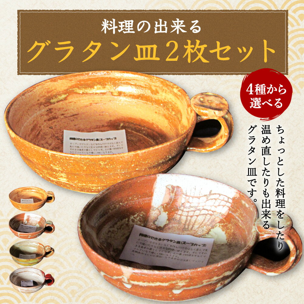 【ふるさと納税】料理の出来るグラタン皿 2枚セット 選べる4種類 一人用×2枚 直径約15cm お皿 料理皿 耐熱皿 グラタン オーブン 食器 キッチン 手作り 送料無料