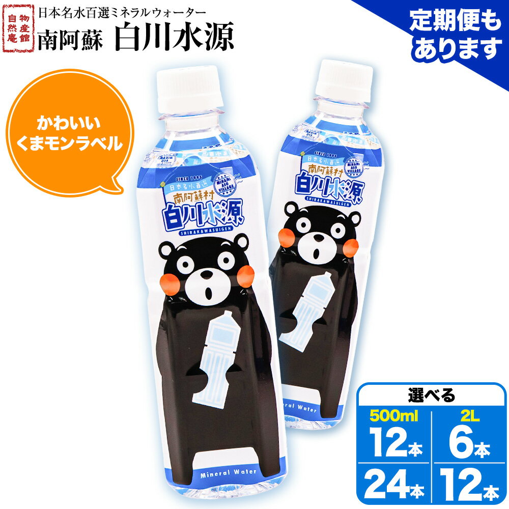 【ふるさと納税】日本名水百選ミネラルウォーター「南阿蘇・白川水源」くまモンボトル 選べる 500ml×12本入 2L×6本入 1ケース 2ケース 定期便 も あり　《30日以内に出荷予定(土日祝除く)》熊本県 南阿蘇村 物産館自然庵 水 ミネラルウォーター