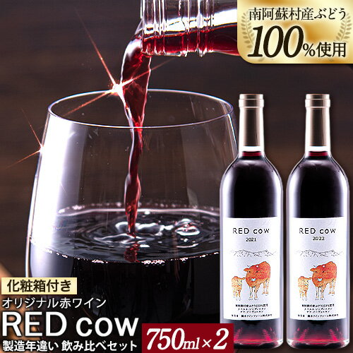 26位! 口コミ数「0件」評価「0」南阿蘇村産ぶどう100%使用 赤ワイン RED cow 製造年違い 飲み比べセット 750ml × 2本《30日以内に出荷予定(土日祝除く)･･･ 