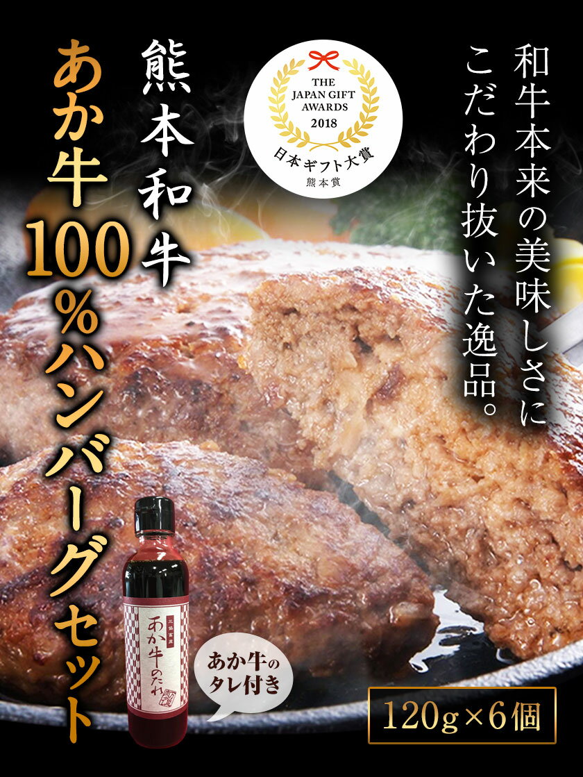 【ふるさと納税】あか牛 100％ハンバーグ 120g×6個 あか牛のたれ付き 熊本県産 あか牛 あかうし 三協畜産 《60日以内に出荷予定(土日祝除く)》 熊本県 南阿蘇村 タレ付き ハンバーグ 熊本和牛 送料無料