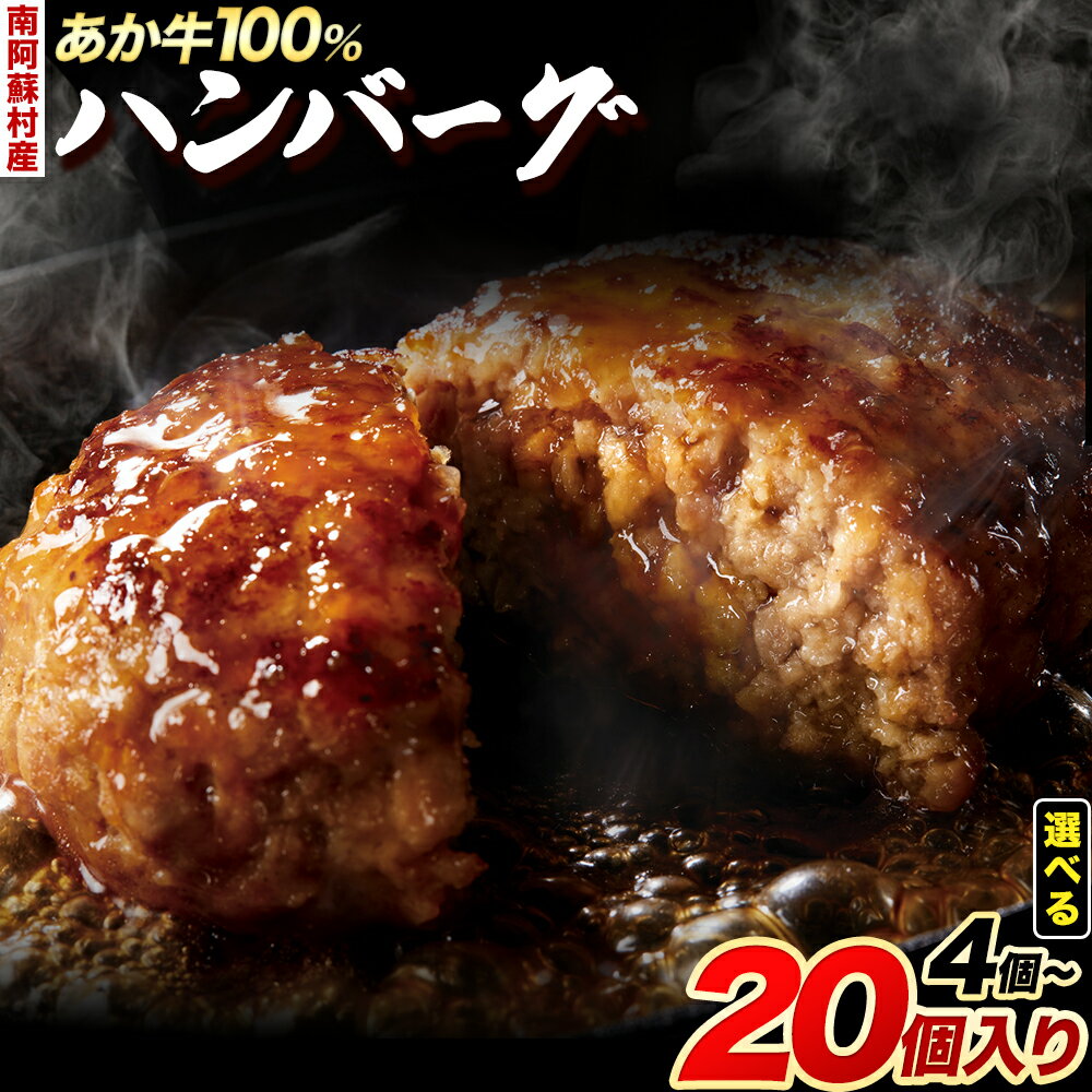 【ふるさと納税】南阿蘇村産 あか牛 100％ ハンバーグ 選べる 内容量 4個 8個 10個 12個 《30日以内に出荷予定(土日祝除く)》 熊本県 南阿蘇村 ハンバーグ あか牛ハンバーグ 赤牛 個包装 真空パック 人気 送料無料 専門店 冷凍惣菜 冷凍 時短のサムネイル