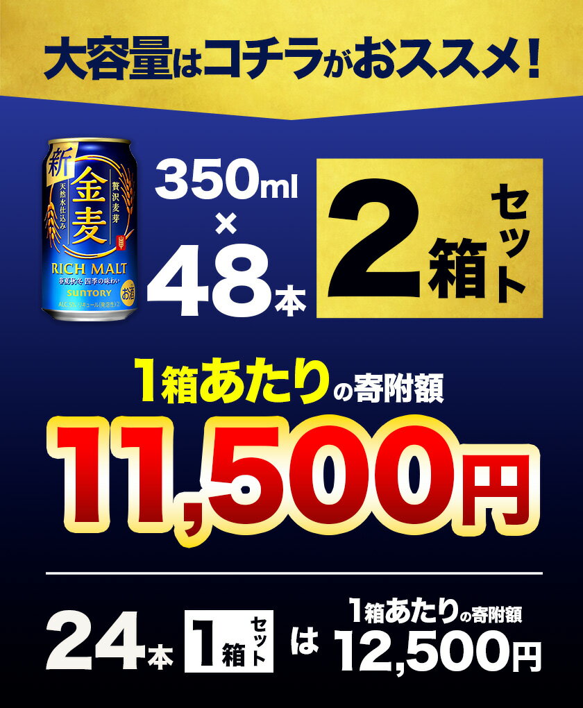 【ふるさと納税】定期便 あり ビール 金麦 350ml 24本 1ケース 48本 2ケース 500ml 24缶 1ケース 阿蘇の天然水100％仕込み サントリー 金麦 ビール ギフト お酒 アルコール ふるさと納税 天然水仕込み アルコール 缶ビール 酒 24缶 48缶 500 bi-ru びーる ふるさと納税