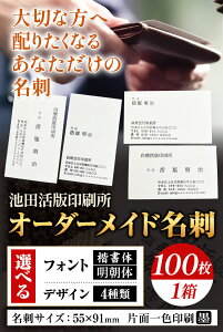 【ふるさと納税】名刺 オーダーメイド名刺 100枚(1箱) レトロ おしゃれ オリジナル 池田活版印刷所《60日以内に出荷予定(土日祝除く)》活版印刷 楷書体 明朝体 選べるデザイン 名刺作成 ハーフウェアコットン