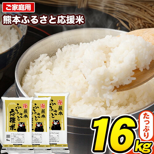 【ふるさと納税】 ご家庭用 熊本ふるさと応援米 16kg 熊本県産 精米 白米 御船町《7-14営業日以内に順次出荷(土日祝除く)》 米 コメ ヒノヒカリ使用 もしくは 森のくまさん使用