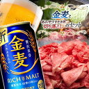 サントリー金麦＆あか牛切り落としセット(金麦350ml×24本、あか牛切り落とし1.2kg) ビール ブランド牛 あか牛 切り落とし 小分け セット 詰合せ 牛肉 牛 肉 ご当地 グルメ 酒 アルコール 食品 FKK19-04C