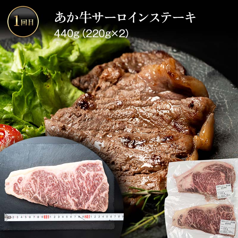 【ふるさと納税】あか牛堪能定期便 全3回 サーロイン ステーキ ハンバーグ 切り落とし あか牛 肉 FK7-0004