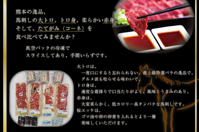 【ふるさと納税】馬刺しの詰合せ「宴」 訳あり ではない 馬刺し 馬刺 くまもと 肉 馬肉 詰め合わせ ギフト 贈り物 贈答 中元 お中元 父の日 霜降り 上 赤身 食べ比べ 食べくらべ セット つまみ おつまみ 冷凍 お取り寄せ 真空パック 産地直送 晩酌 新鮮 （FKK19-580）