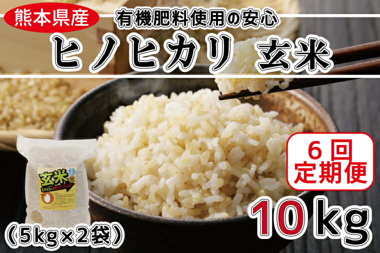 【ふるさと納税】【6回定期便】有機肥料使用の安心ヒノヒカリ　玄米10kg（5kg×2）FKK19-348）のサムネイル