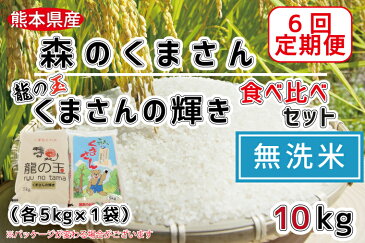 【ふるさと納税】【6回定期便】森のくまさん・龍の玉(くまさんの輝き)食べ比べセット 無洗米10kg(各5kg×1) 訳あり コロナ支援(FKK19-378)