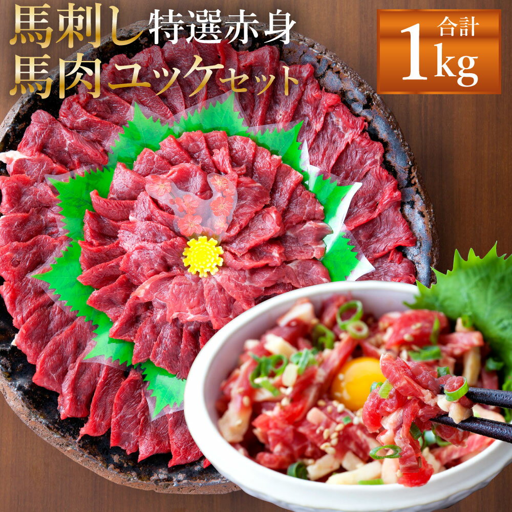 【ふるさと納税】熊本 馬刺し 特選赤身 500g(50g×10個) 馬肉ユッケ 500g(50g×10個) 合計1kg セット タレ付き(10袋) …