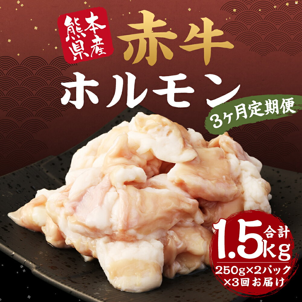 【ふるさと納税】【3ヶ月定期便】赤牛 ホルモン 合計1.5kg 250g×2パック×3回お届け 3ヶ月 定期便 小腸 シロホルモン もつ 和牛 カット済み 加熱調理用 熊本県産 九州産 国産 冷凍 送料無料 f434434-mashiki-10001529 熊本県益城町 サンプル画像2