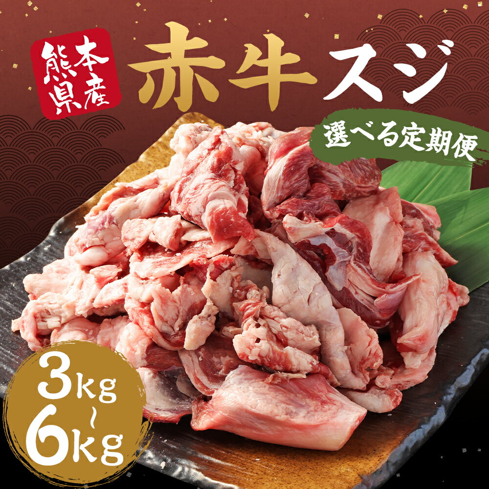【ふるさと納税】【選べる定期便】赤牛スジ 1kg 3ヶ月定期便/6ヶ月定期便 牛肉 和牛 カット済み 牛筋 牛すじ 熊本県産 九州産 国産 冷凍 送料無料