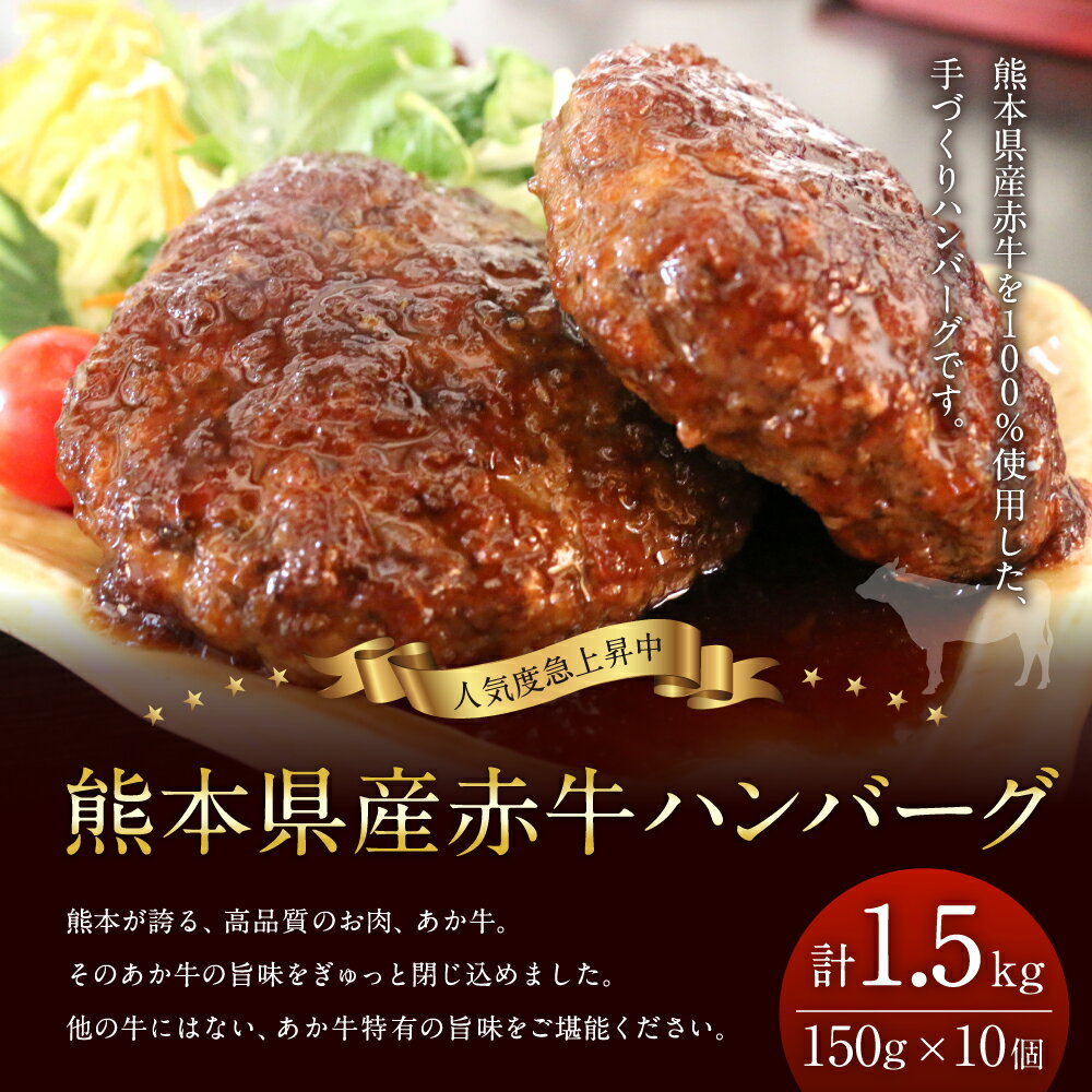 【ふるさと納税】熊本県産赤牛ハンバーグ 150g×10個 合計1.5kg 熊本県産 牛肉 赤牛 九州産 国産 手作りハンバーグ 冷凍 送料無料