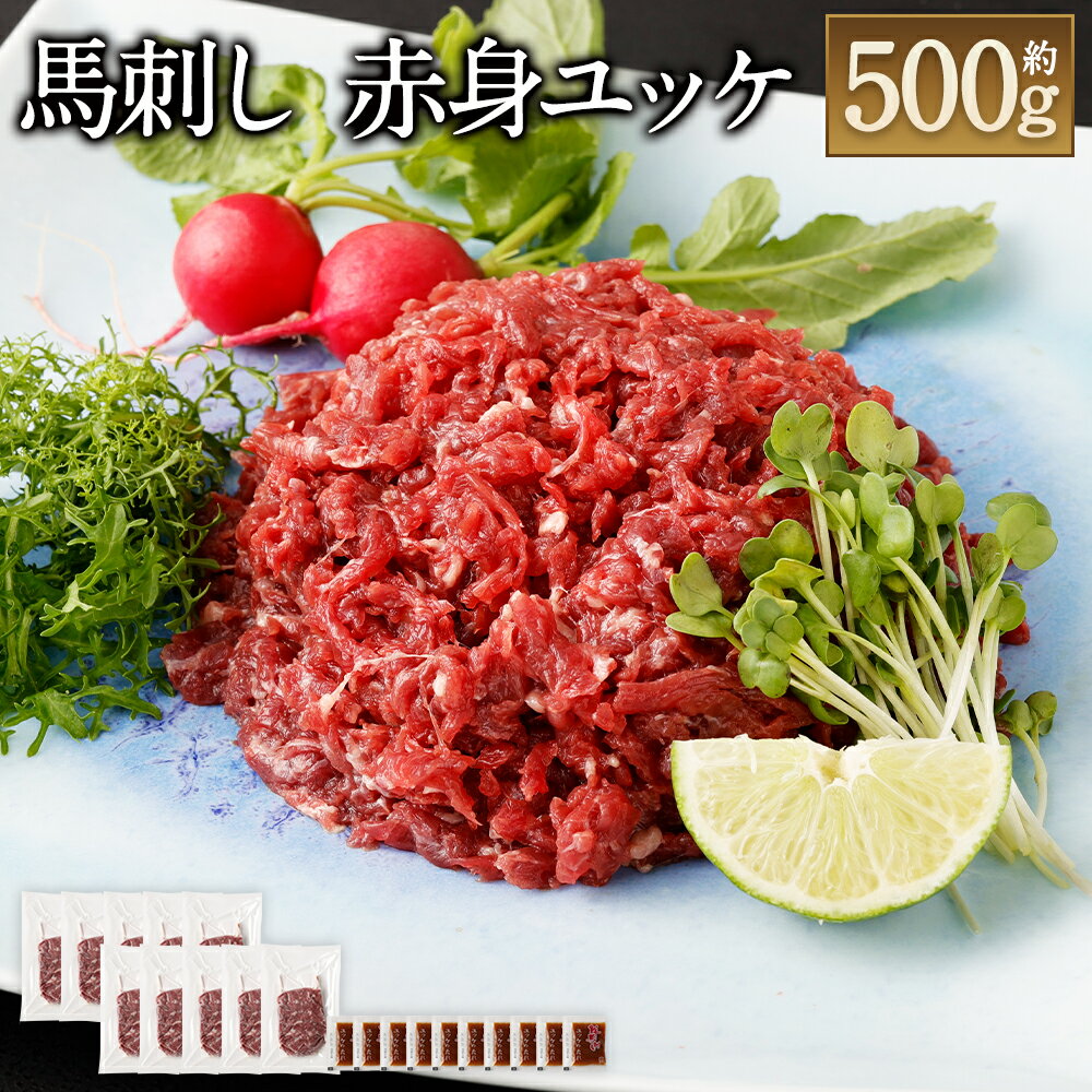 【ふるさと納税】鮮馬刺し赤身ユッケ10個セット 合計約500g 約50g×10パック 馬ユッケ たれ付き 真空パック 線切り 赤身 馬刺 馬刺し 熊本馬刺し ばさし 千興ファーム 冷凍 送料無料