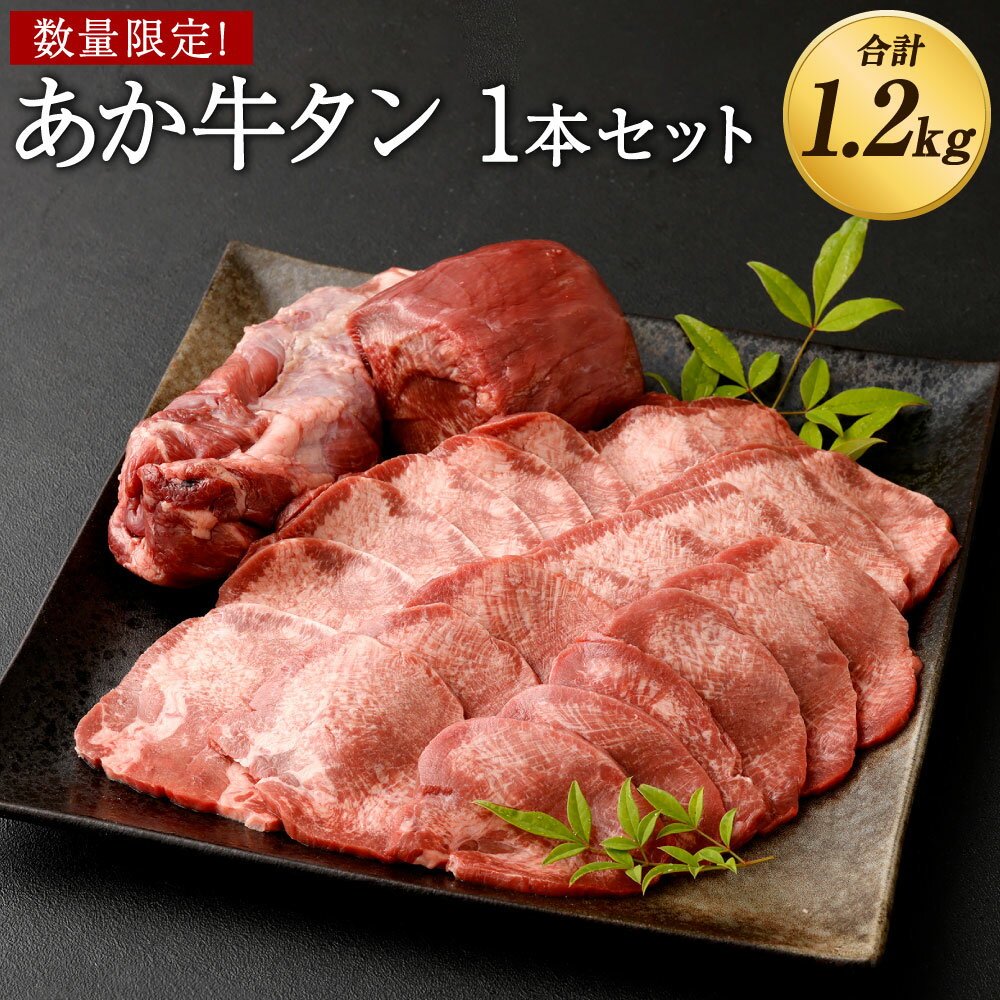 【ふるさと納税】【数量限定】熊本あか牛タン 1本セット 合計1.2kg（焼き肉用 800g、煮こみ用 400g）...