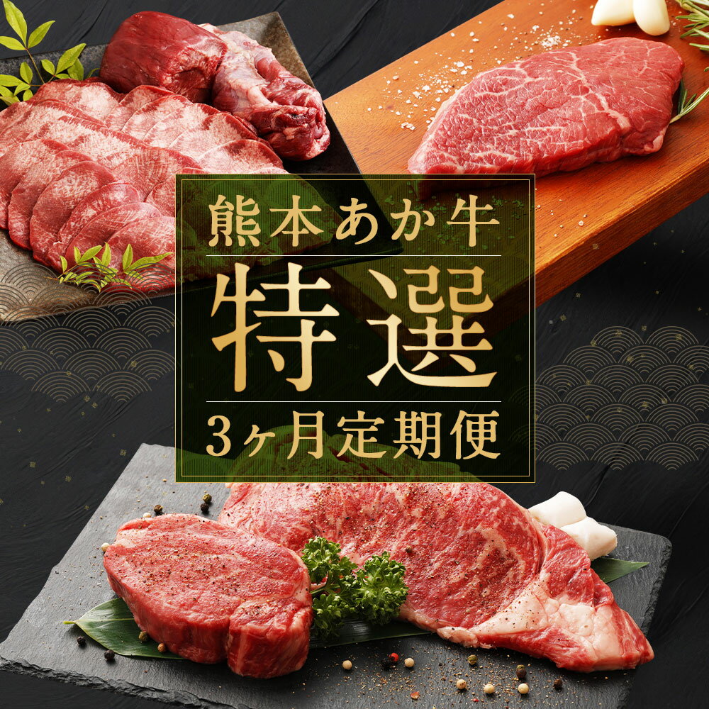 【ふるさと納税】熊本あか牛特選 3ヶ月定期便 3回お届け 合計約3.4kg あか牛 ヒレ肉 サーロイン 牛タン ミニステーキ ステーキ お肉 和牛 熊本県産 九州産 国産 冷凍 送料無料