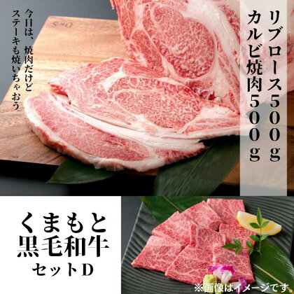 熊本県産黒毛和牛セットD　リブロース500g＋カルビ焼肉500g