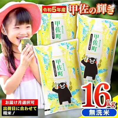 楽天ふるさと納税　【ふるさと納税】★令和5年産★『甲佐の輝き』無洗米16kg(5kg×2袋、6kg×1袋)【配送月選択可！】／出荷日に合わせて精米／国産 ブレンド米 白米 訳あり 送料無料 マイスター 複数原料米 国内産 熊本産 熊本県産【価格改定】ZD