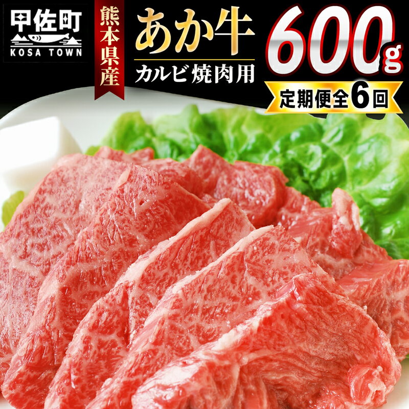 6位! 口コミ数「0件」評価「0」【毎月お届け】熊本県産GI認証_くまもとあか牛カルビ焼肉用　600g【定期便6ヶ月コース】Z