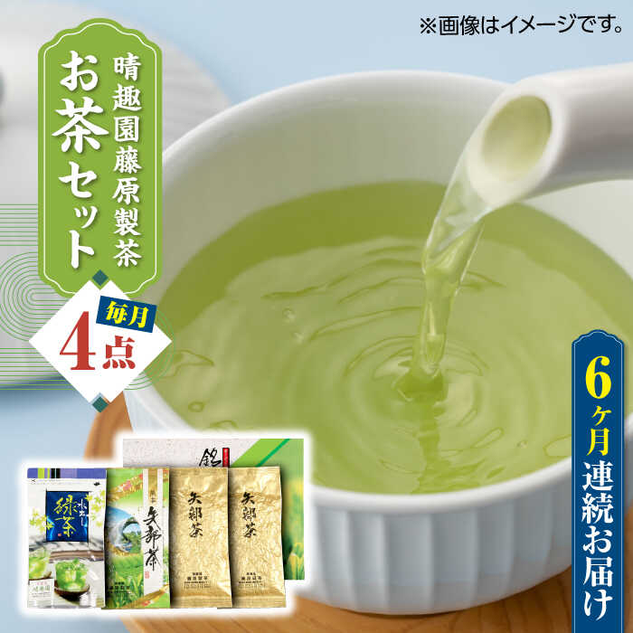 【ふるさと納税】【全6回定期便】晴趣園 藤原製茶 お茶 セット 蒸製玉緑茶 4点セット 化粧箱入り 矢部...