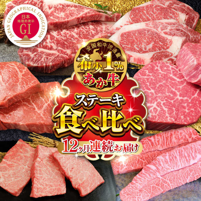 [全12回定期便]熊本県産 あか牛 ステーキ 12種 極上 食べ比べ 計6.09kg 熊本 赤牛 褐牛 あかうし 褐毛和種 肥後 冷凍 国産 牛肉[有限会社 三協畜産][YCG035] 500000 500,000 500000円 500,000円 50万円