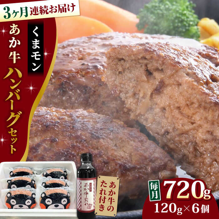 【ふるさと納税】【全3回定期便】【日本ギフト大賞 受賞】熊本県産 あか牛 くまモン あか牛ハンバーグ セット 計720g ( 120g × 6個 ) 熊本和牛【有限会社 三協畜産】[YCG056] 45000 45,000 45000円 45,000円